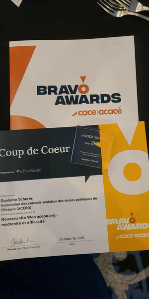 Image des prix reçus par l'ACÉPO